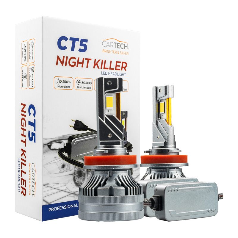 ΛΑΜΠΑ LED CT5 H11 SHORT 100W WHITE 6500K NIGHT KILLER CARTECH