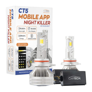 ΛΑΜΠΑ LED CT5 MOBILE HIR2/9012 SHORT 160W WHITE 6500K NIGHT KILLER CARTECH