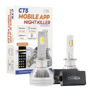 ΛΑΜΠΑ LED CT5 MOBILE H1 SHORT 160W WHITE 6500K NIGHT KILLER CARTECH